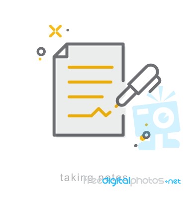 Thin Line Icons, Taking Notes Stock Image