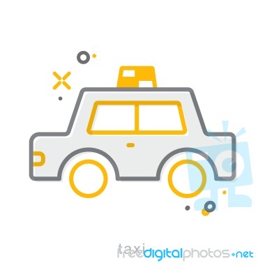 Thin Line Icons, Taxi Stock Image