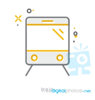 Thin Line Icons, Train Stock Image