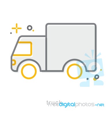 Thin Line Icons, Truck Stock Image