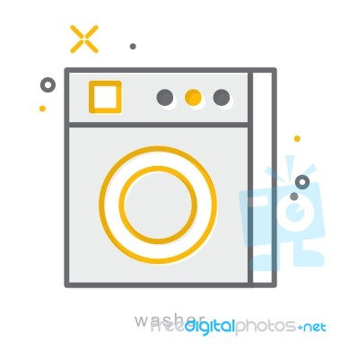 Thin Line Icons, Washer Stock Image