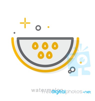 Thin Line Icons, Watermelon Stock Image