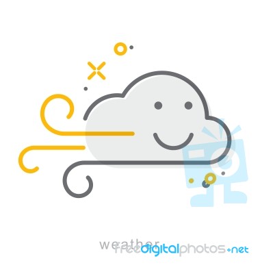 Thin Line Icons, Weather Stock Image