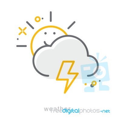 Thin Line Icons, Weather Stock Image