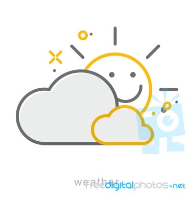 Thin Line Icons, Weather Stock Image