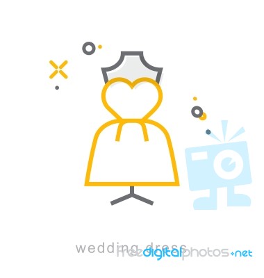 Thin Line Icons, Wedding Dress Stock Image