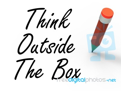 Think Outside The Box Means Creativity And Imagination Stock Image