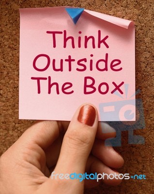 Think Outside The Box Means Different Unconventional Thinking Stock Image