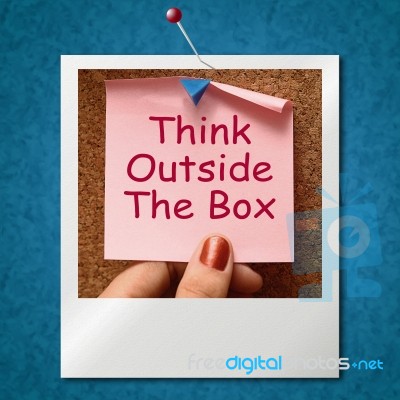 Think Outside The Box Photo Means Different Unconventional Think… Stock Image