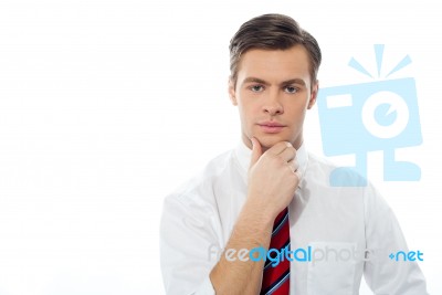 Thinking Caucasian Male Model Stock Photo