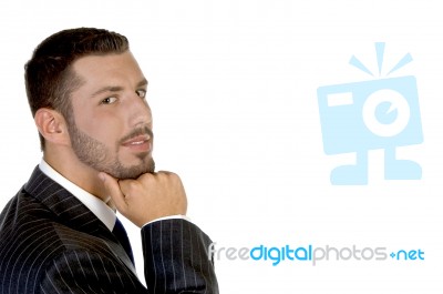 Thinking Handsome Businessperson Stock Photo