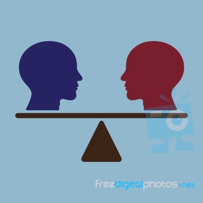 Thinking Heads On Weight Scale Stock Image