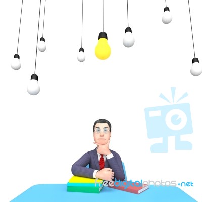 Thinking Lightbulbs Represents Power Source And Adult 3d Renderi… Stock Image