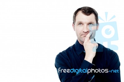 Thinking Man Isolated On White Stock Photo