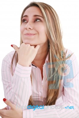 Thinking Woman Pondering Stock Photo