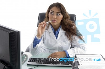 Thinking Young Doctor Stock Photo