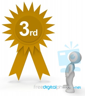 Third Place Rosette Means Contest 3rd Place 3d Rendering Stock Image