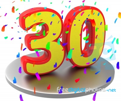 Thirtieth Anniversary Indicates Happy Birthday And 30 Stock Image