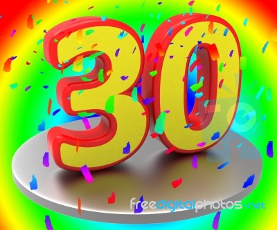 Thirty Anniversary Indicates Birthday Party And 30th Stock Image