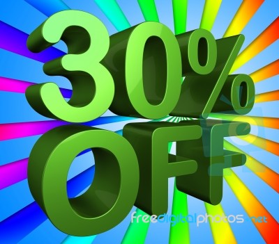 Thirty Percent Off Indicates Cheap Sales And Save Stock Image