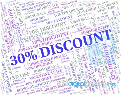 Thirty Percent Off Indicates Save Offers And Words Stock Image