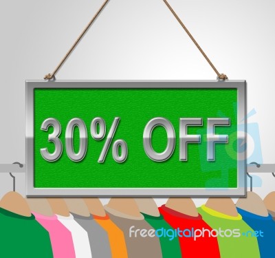 Thirty Percent Sign Means Discounts Sale And Clothing Stock Image