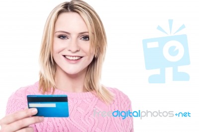 This Is My New Debit Card! Stock Photo