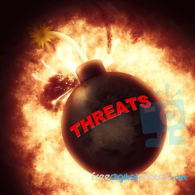 Threats Bomb Indicates Hazard Explosion And Ultimatum Stock Image