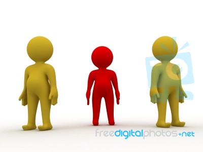 Three 3d Men Standing Stock Image