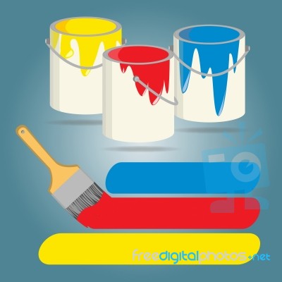 Three Buckets Of Paint Stock Image