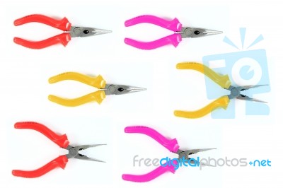 Three Color Of Pliers Stock Photo