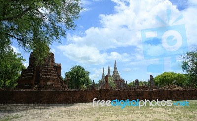 Three Pagodas At Phra Nakhon Si Ayutthaya Stock Photo