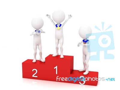 Three People In Winners Podium Stock Image