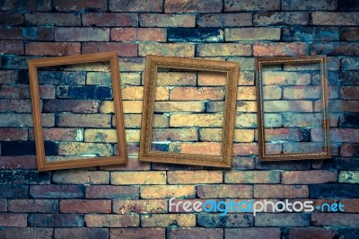 Three Picture Frame On The Wall Stock Photo