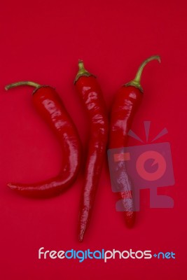 Three Red Pepper Stock Photo