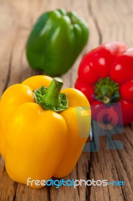 Three Sweet Peppers Stock Photo