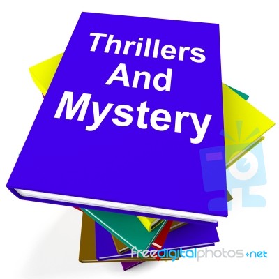 Thrillers And Mystery Book Stack Shows Genre Fiction Books Stock Image