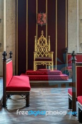 Throne Room Vladislav Hall In Prague Stock Photo