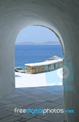 Through A Greek Archway Stock Photo