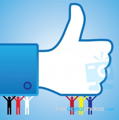 Thumb Up Hand With People Stock Image