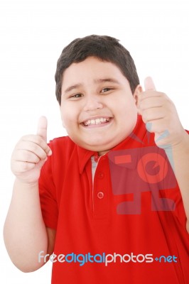 Thumbs Up Shown By Young Boy Stock Photo