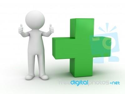 Thumbs Up With Green Plus Sign Stock Image