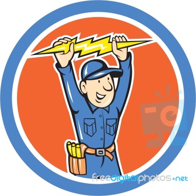 Thunderbolt Toolman Electrician Lightning Bolt Cartoon Stock Image