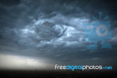 Thunderstorm Over The City Stock Photo