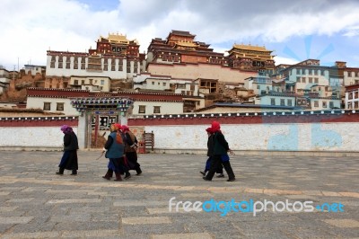 Tibetan Villagers Stock Photo