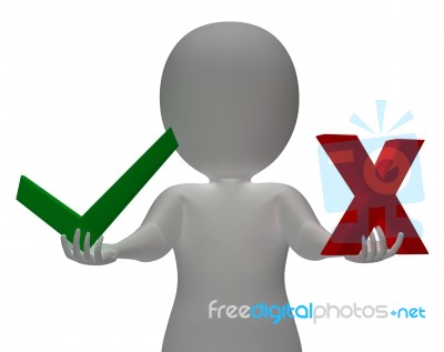 Tick And Cross Symbols Show Choice Or Decision Stock Image