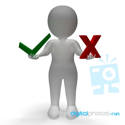 Tick And Cross Symbols Showing Choice Or Decision Stock Image