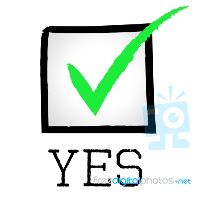 Tick Yes Shows All Right And O.k Stock Image