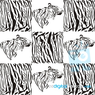 Tiger Patterns For Textiles And Wallpaper Stock Image