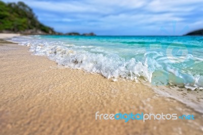 Tilt Shift Blur Beach At Similan National Park, Thailand Stock Photo